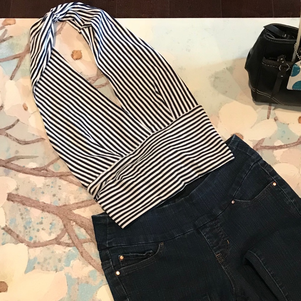 Searle black and white stripe top.
